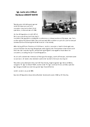 A preview of a PDF biography for Rainbow, Leslie John Clifford